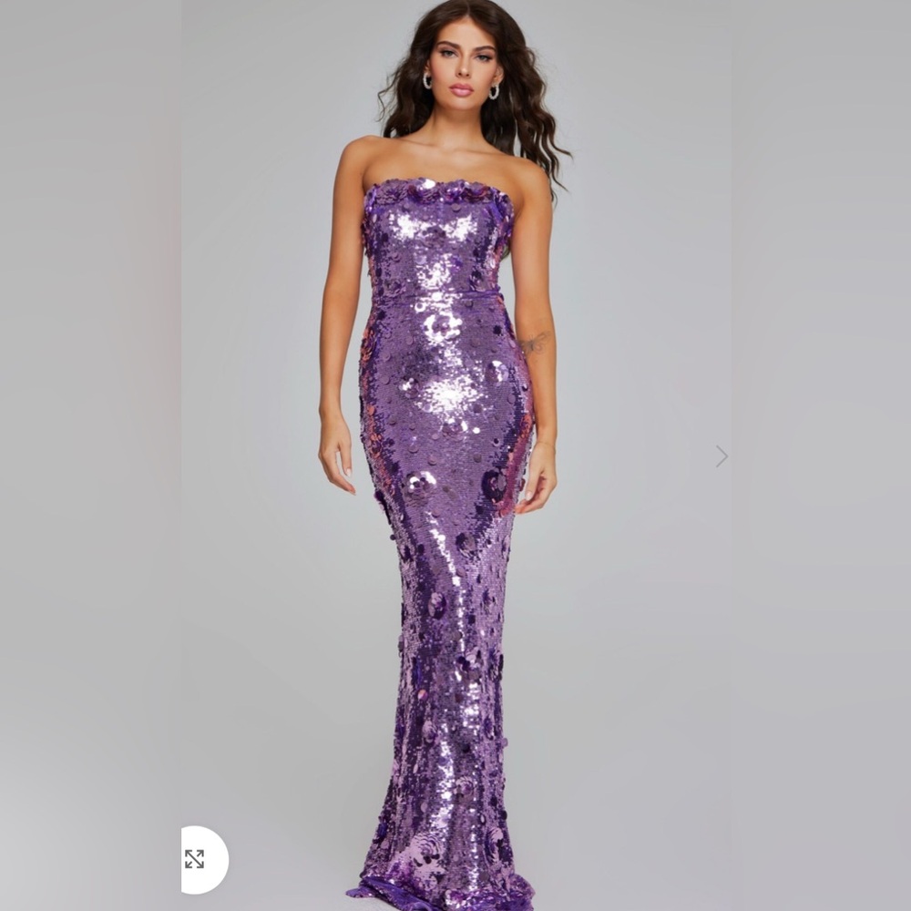 Jovani Strapless Purple Sequin Dress